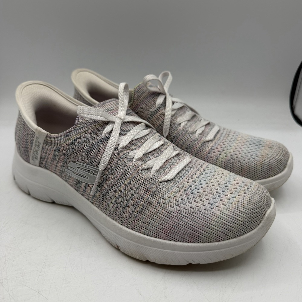 Skechers Summits Mystic Glow Shoes Womens Sz 10 White Colorful Slip Ins Sneakers